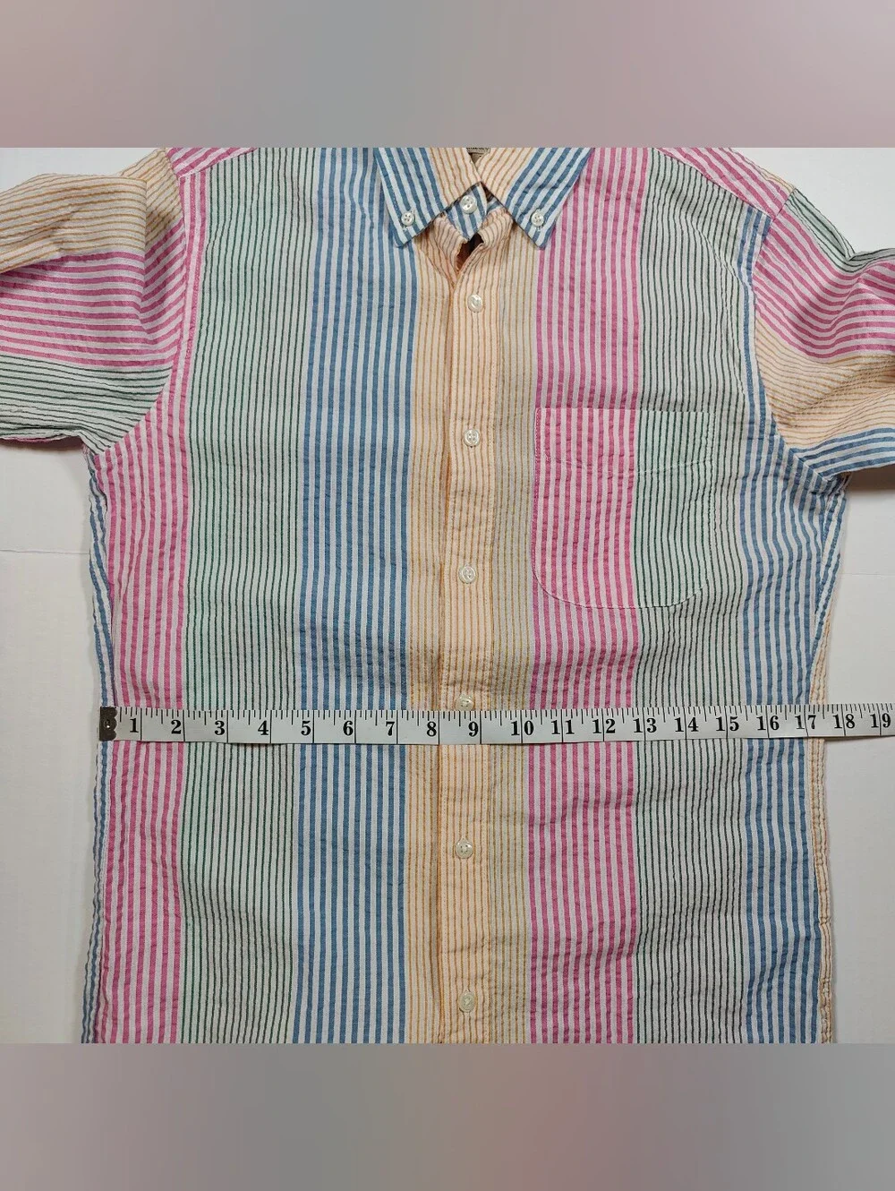 NWT J Crew 100% Cotton Seersucker Rainbow Colorblock Button Down Shirt Size XS